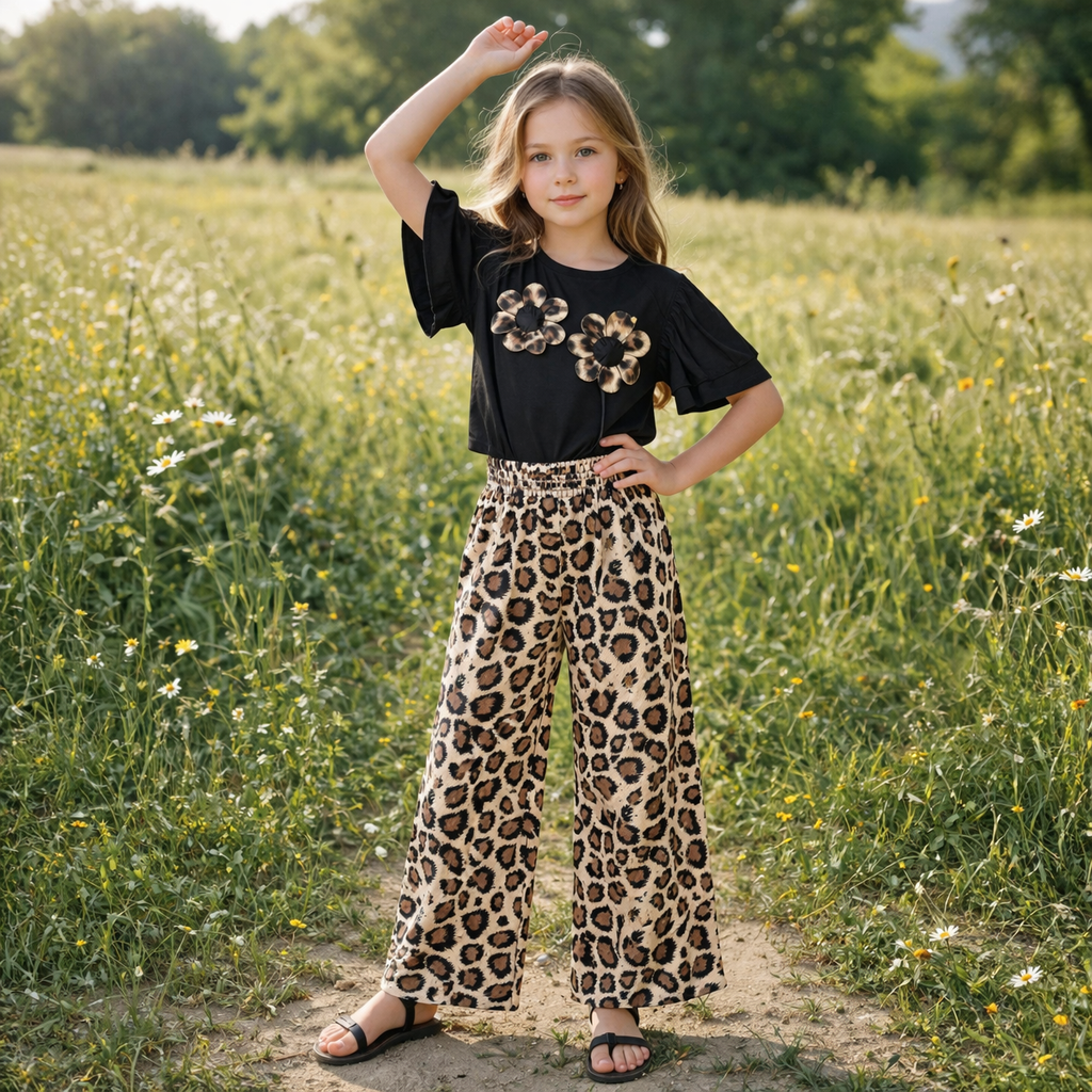 Girls Cotton Lion Design – Soft Summer Outfit Size (3-10y)
