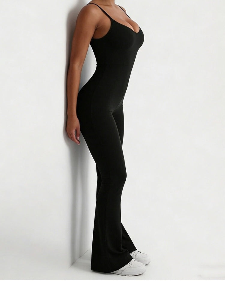 Women's Flare Yoga Jumpsuit – Slim Fit Activewear | Size M