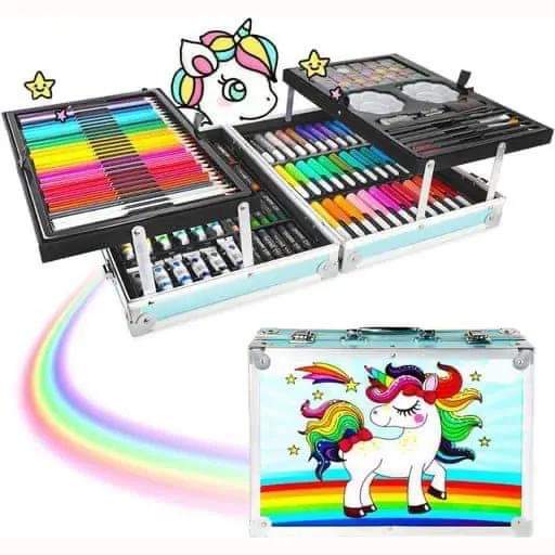 Color Set Deowong Case  Bag Color Bag 145 Pieces Unicorn Design Best Gift Kids