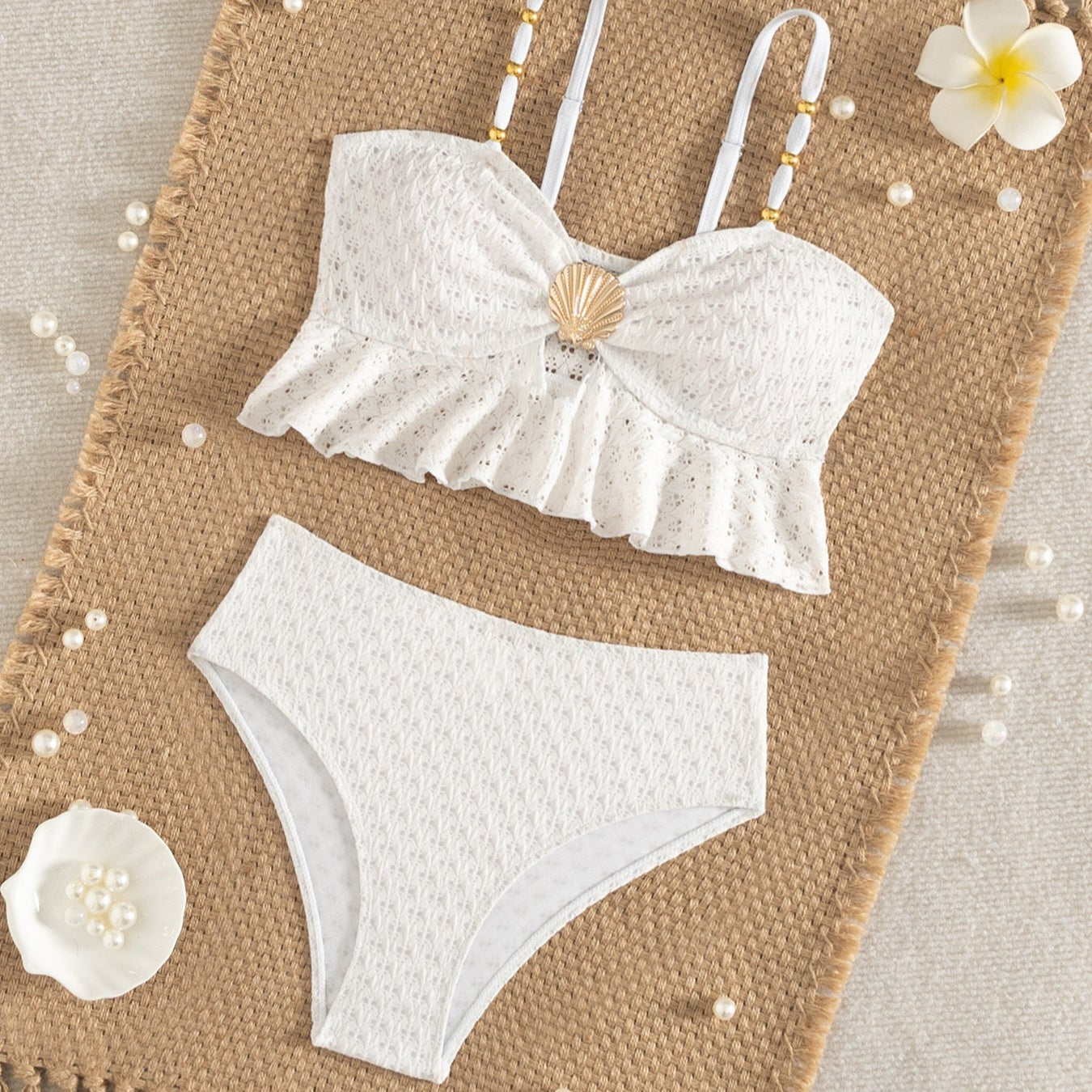 Elegant Shell Detail Swimsuit 2 pcs | Size 6-14y