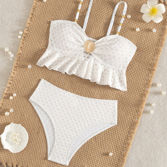 Elegant Shell Detail Swimsuit 2 pcs | Size 6-14y