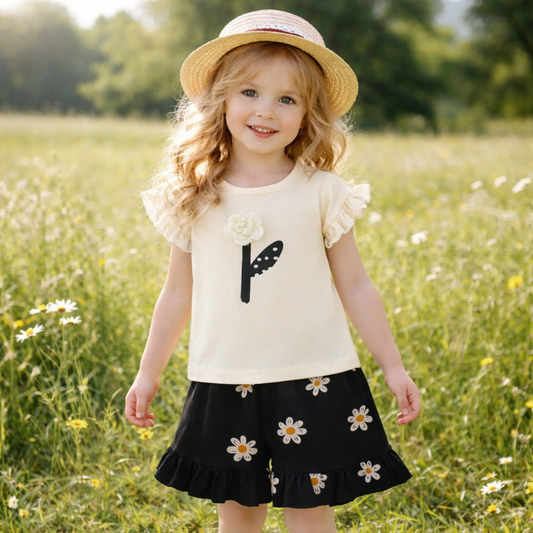 Outfit For Girls Floral Design Set Of 2 Pcs Size 2-10y