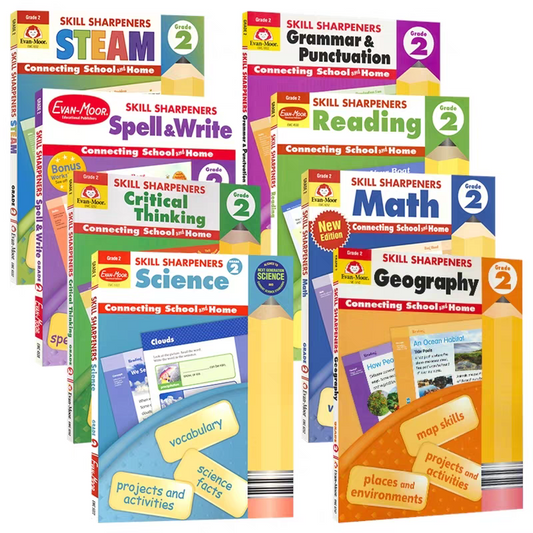 Evan Moor Skill Sharpeners Grade 2 Set 8 Books | Soft Cover | 7-8y