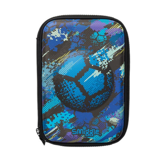Smiggle Pencil Case | Hardtop | Blue Football | 22×16.5×4.5cm