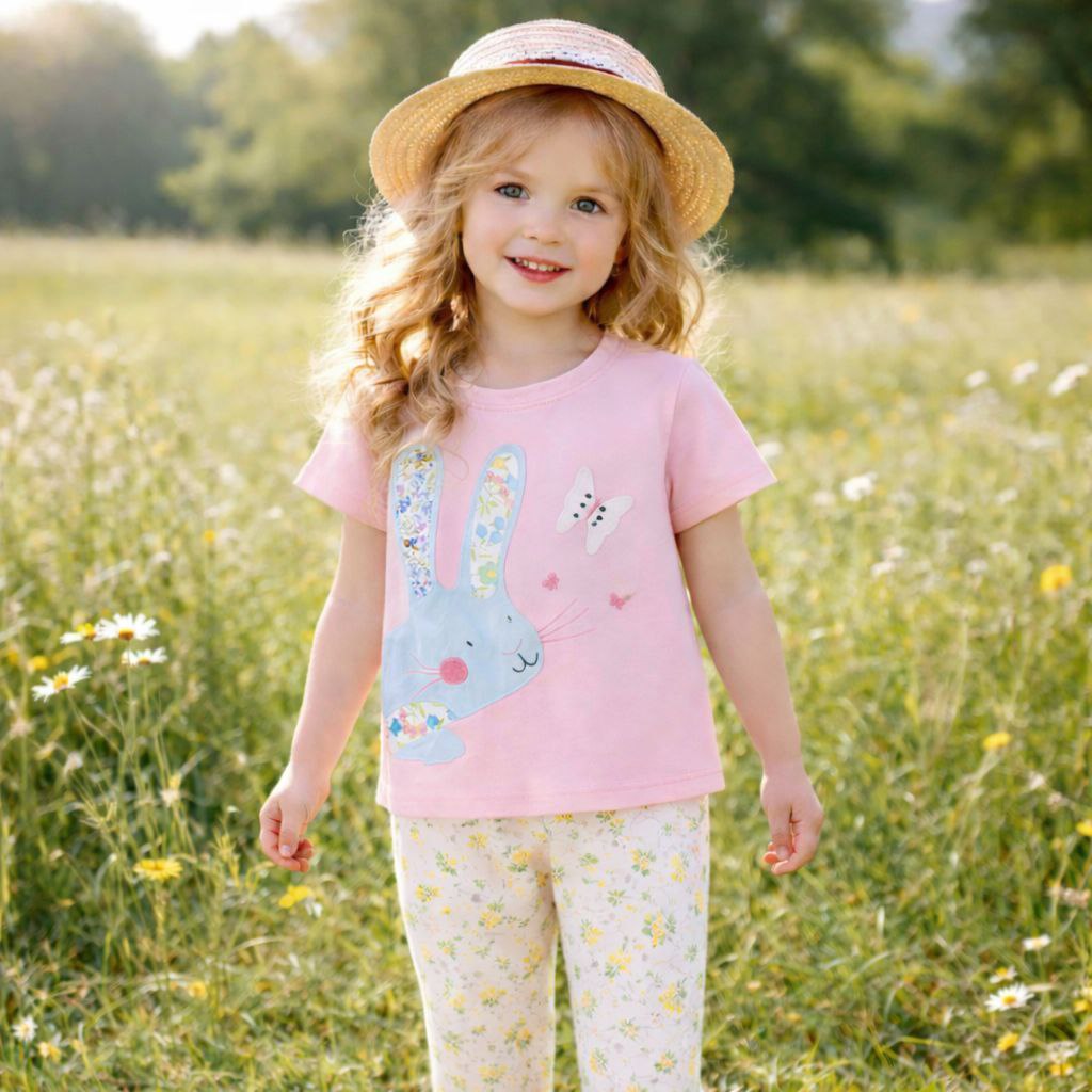 Girls Cotton Rabbit – Soft Summer Outfit (4–7Y)