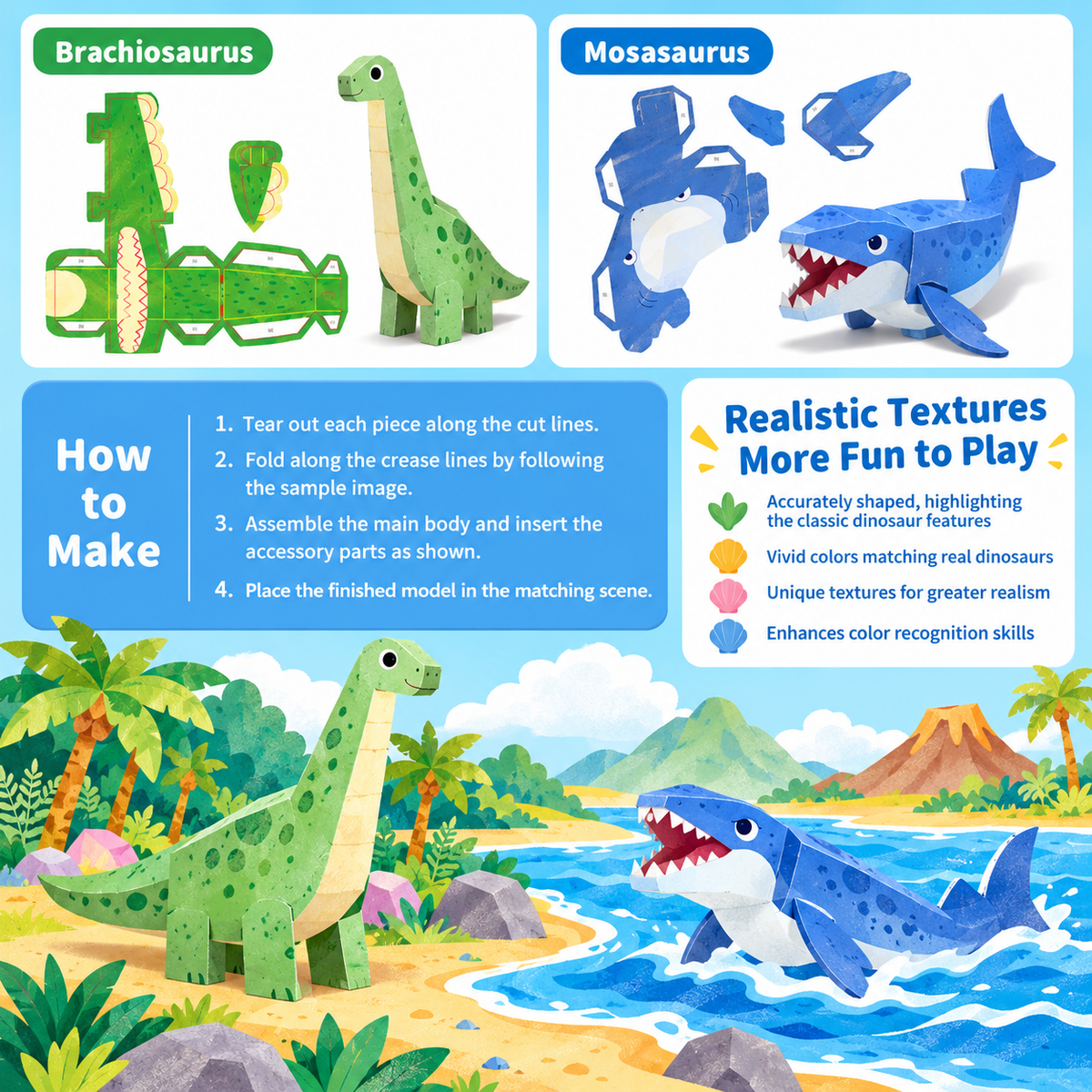3D Paper Craft Kit for Kids – 5 Designs | 3+