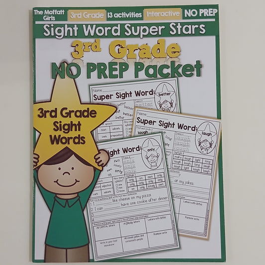 Sight Word Super Stars 3rd Grade No Prep Packet