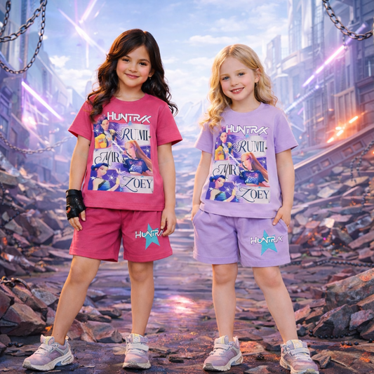 Girls Cotton Kpop Demon Hunters – Soft Summer Outfit | Size 3-10y