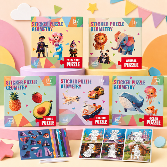 Geometric Sticker Puzzle Set for Kids | 20×20cm | 3+