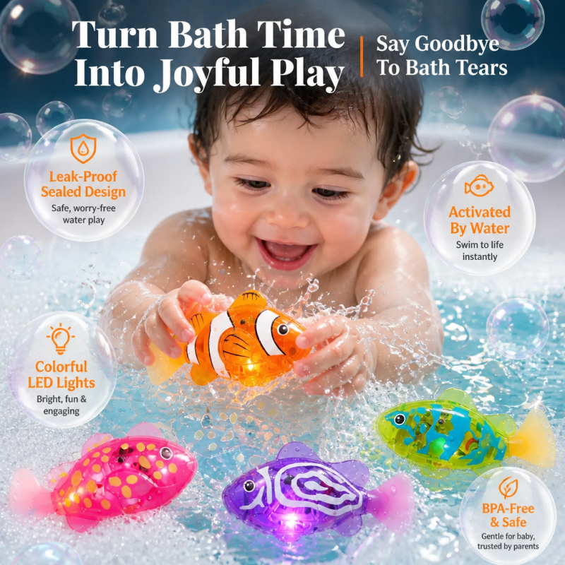 Electric Swimming Fish Set – 4 Colorful Water-Activated Fish Toys | 3+