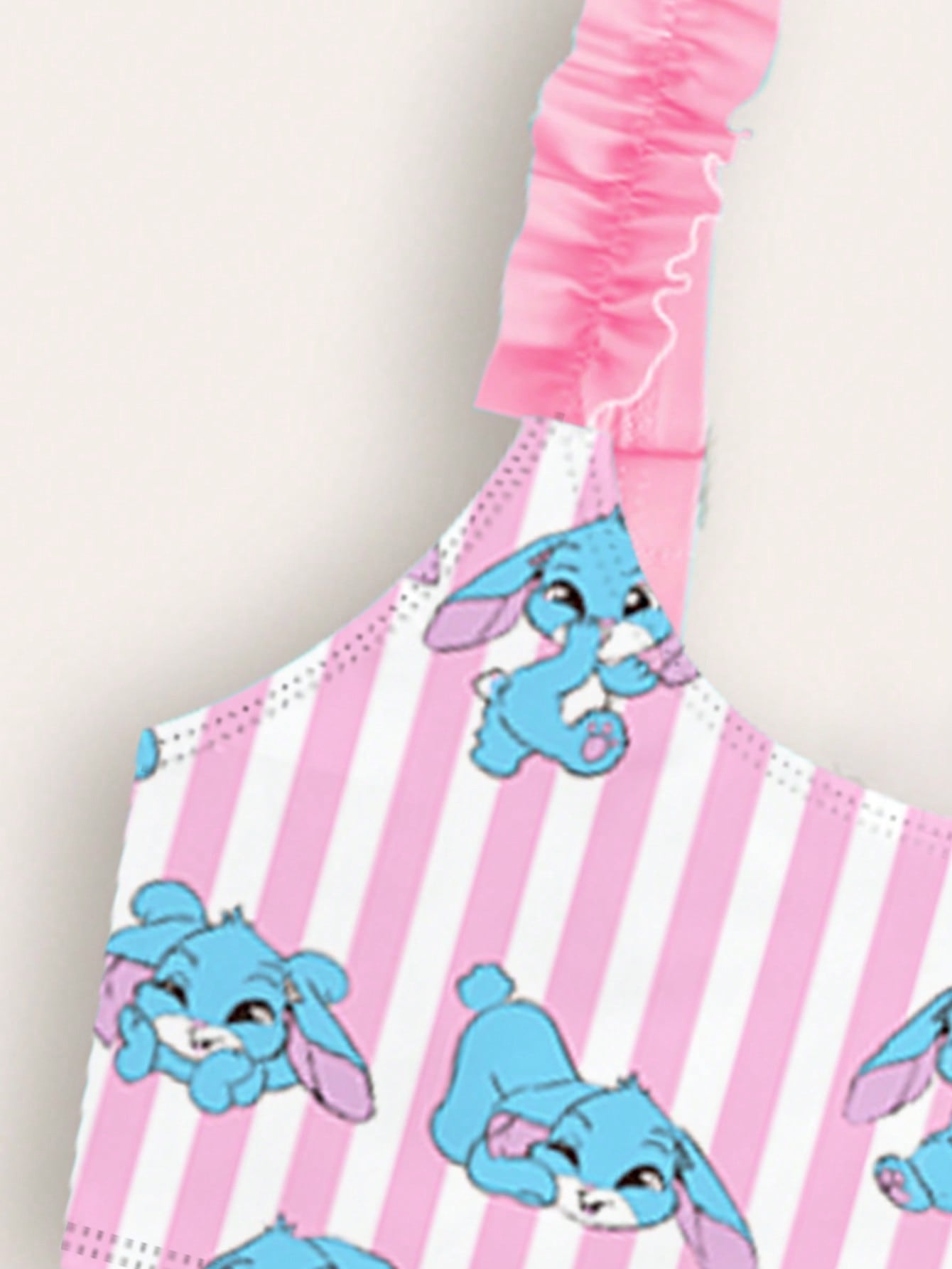 Blue & Pink Bunny Swimsuit Stripe 2pcs | Size 4-7Y