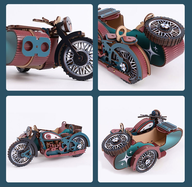 DIY Wooden 3D Motorcycle with Sidecar Puzzle | 14+