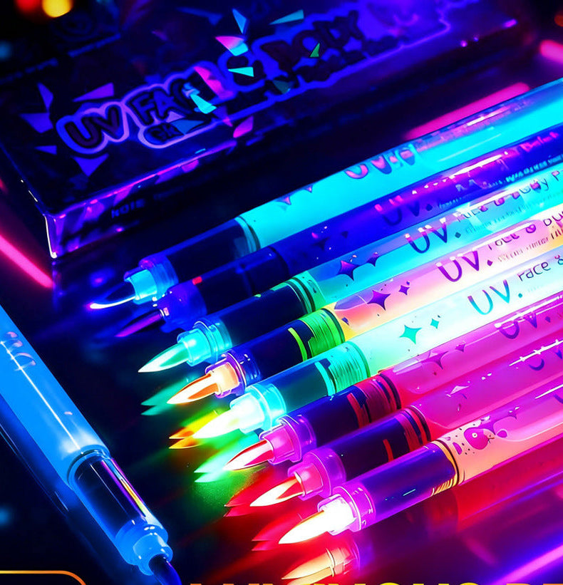 12-Color UV Face & Body Paint Marker Set – Neon Blacklight Glow