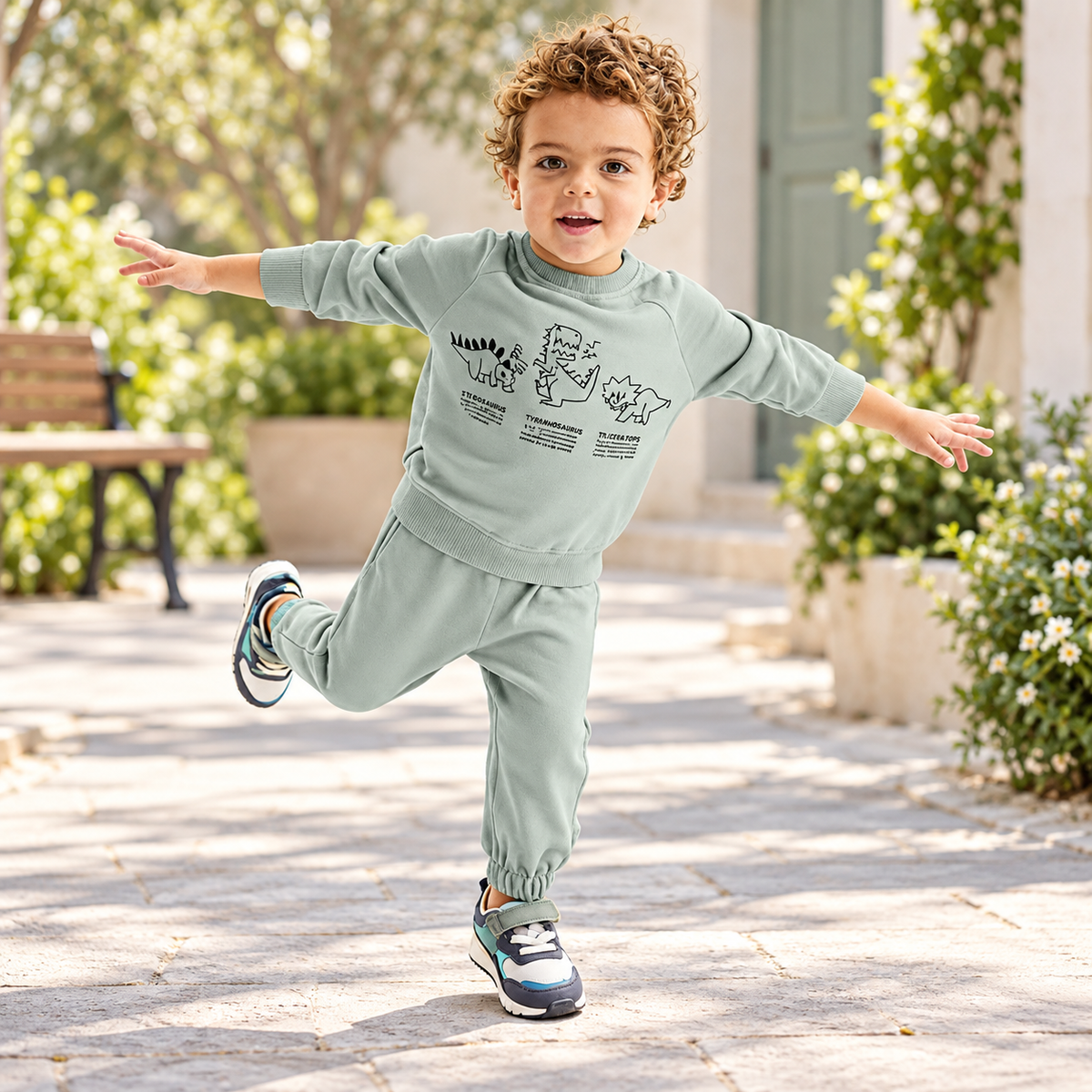 Kids’ Cotton Dinosaurs Outfit Set / 4–10Y