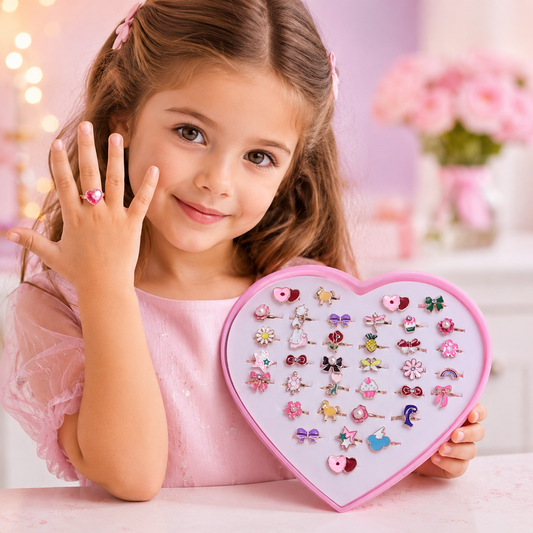 Kids Adjustable Ring Collection – 36 Cute Designs | 3+