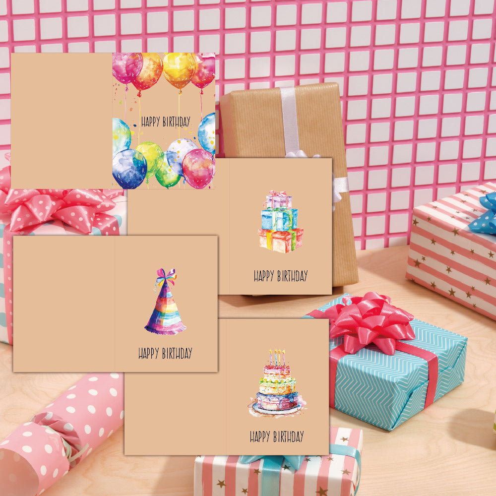 Happy Birthday Greeting Card Set – Watercolor Celebration Collection 8pcs