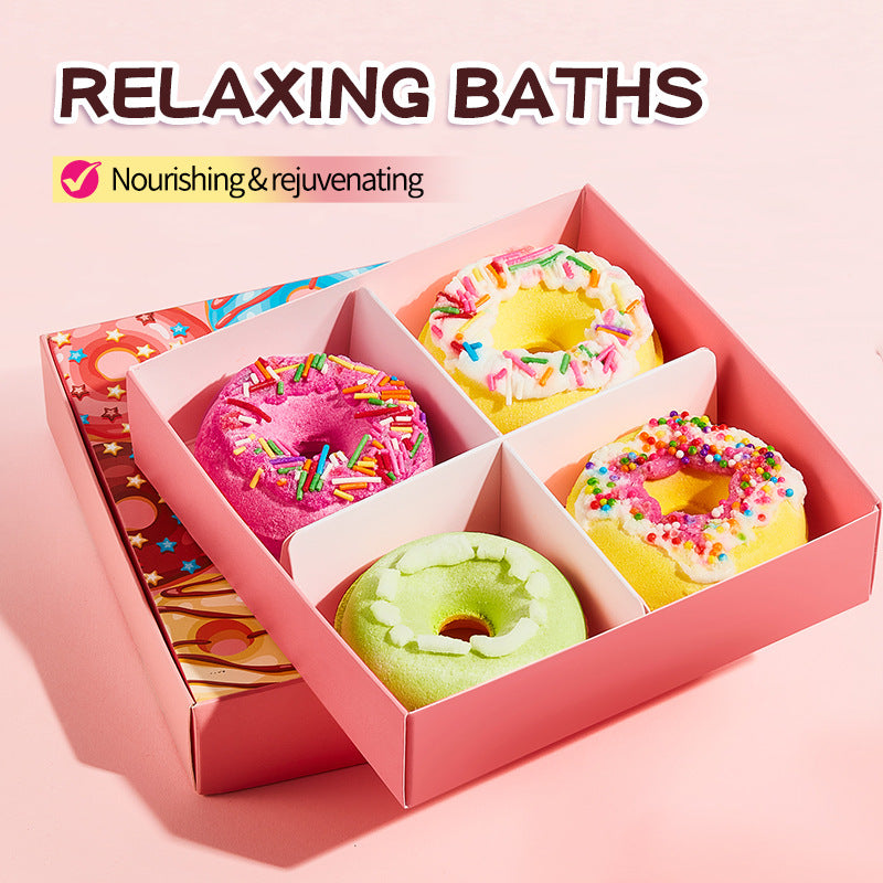 Donut Bath Bombs - Salt Ball Set | 4 Pcs Gift Set