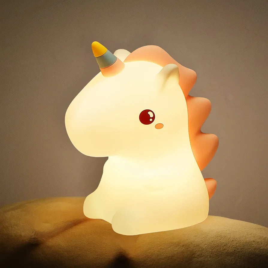 Rainbow Unicorn Night Light Silicone Rechargeable Colorful Lamp LED | 3+