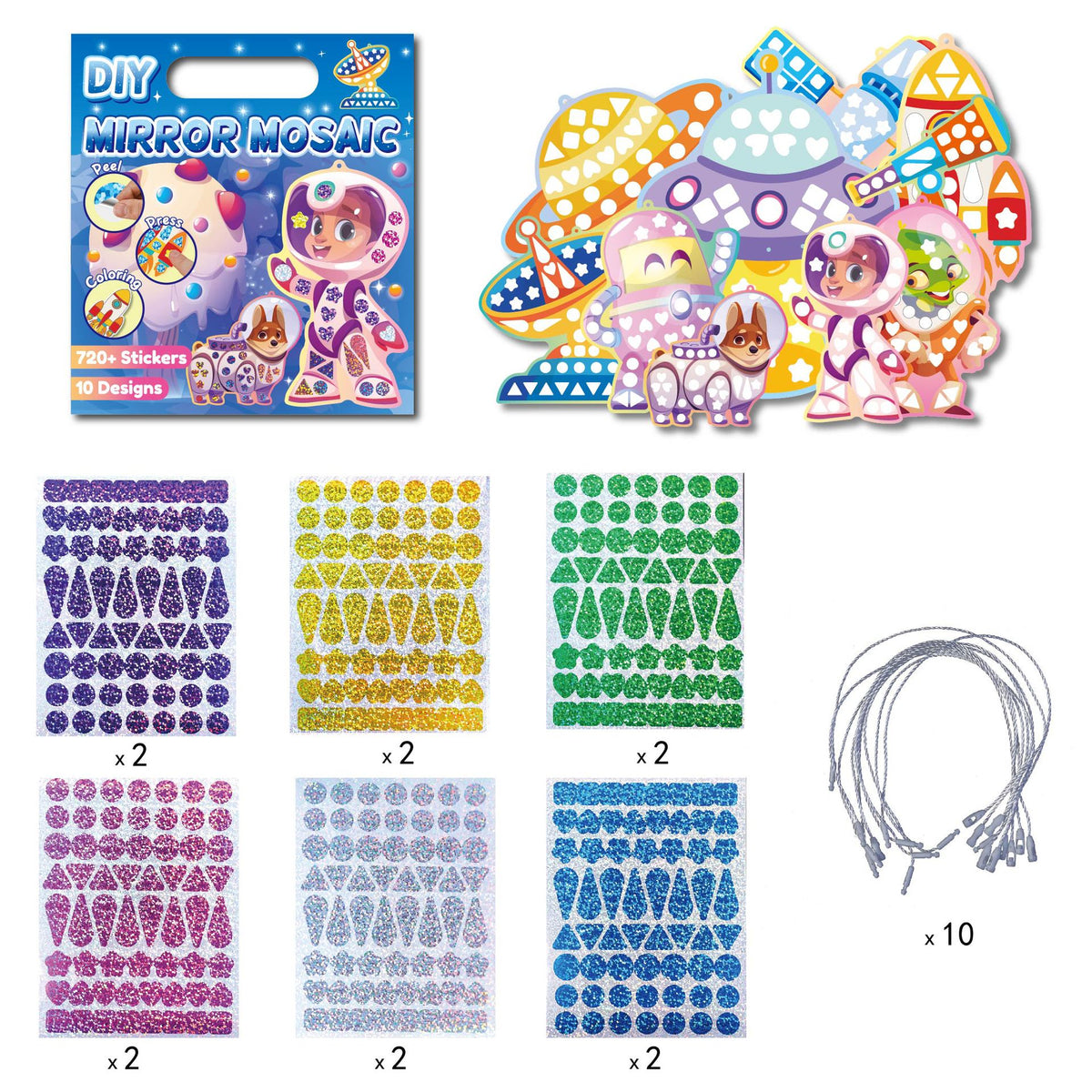 DIY Mirror Mosaic Sticker Art Kit – 720+ Stickers  | Size 20×18cm