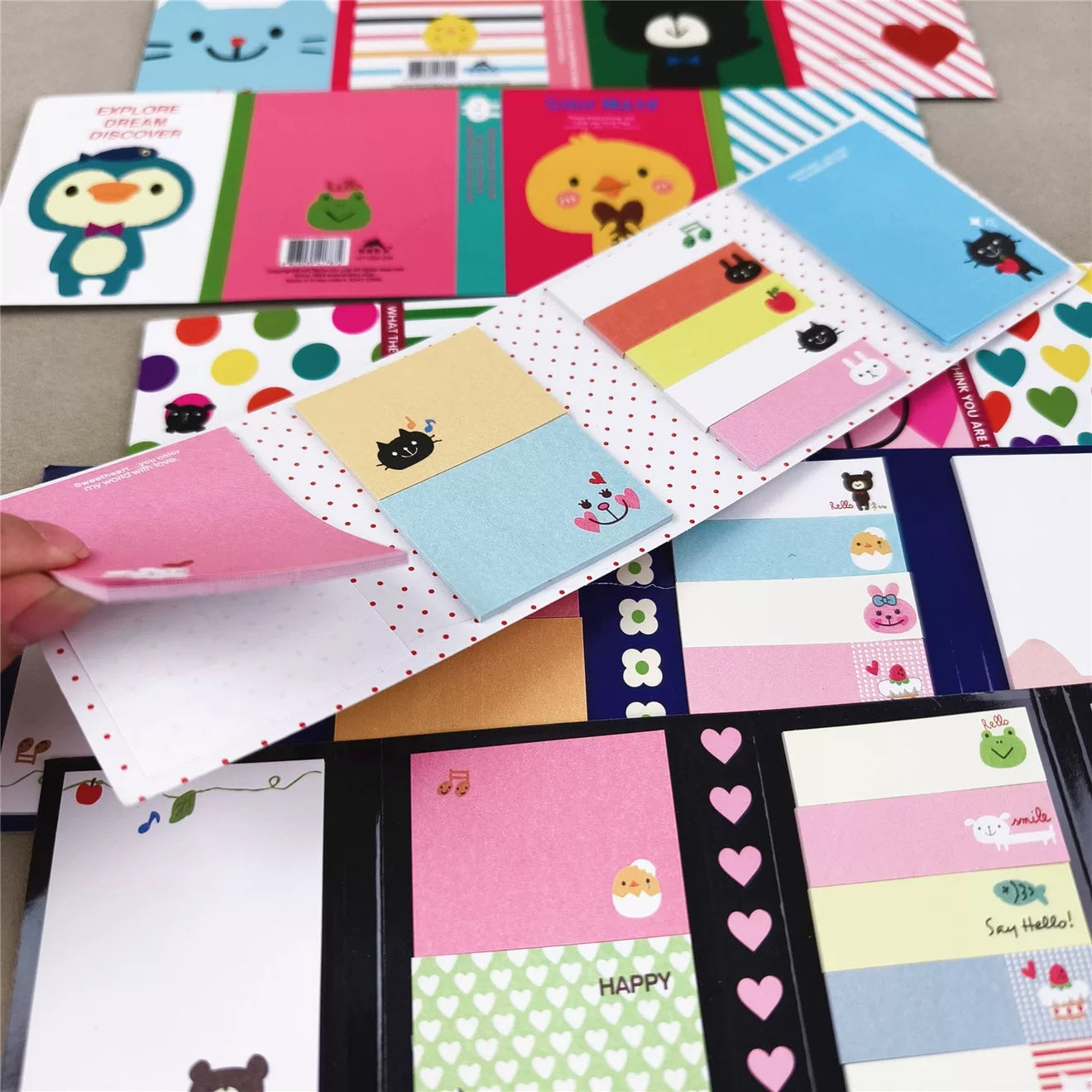 Cute Mini Sticky Notes Set – Cartoon Memo Pads & Page Markers