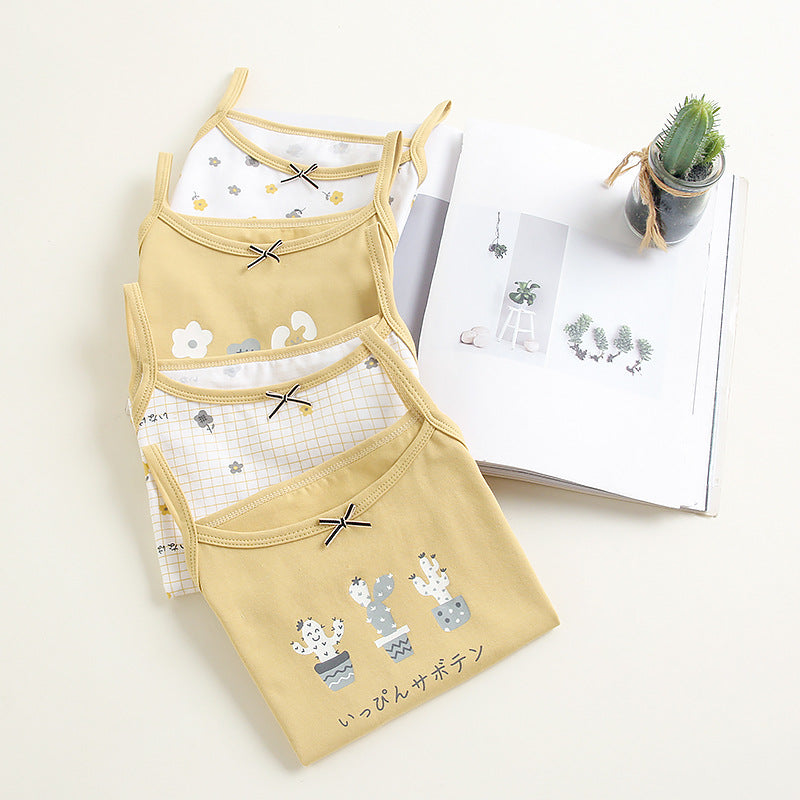Girls Cotton Tank Tops (4 Pcs) | Mustard Flower | 1-10y