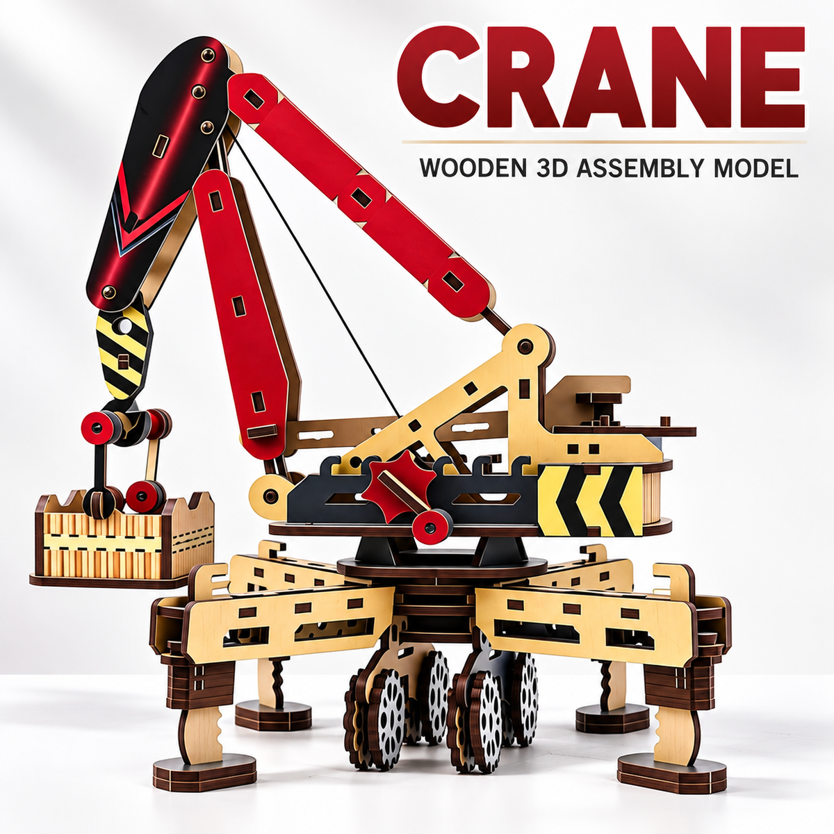 DIY Wooden Crane 3D Puzzle – STEM Building Model