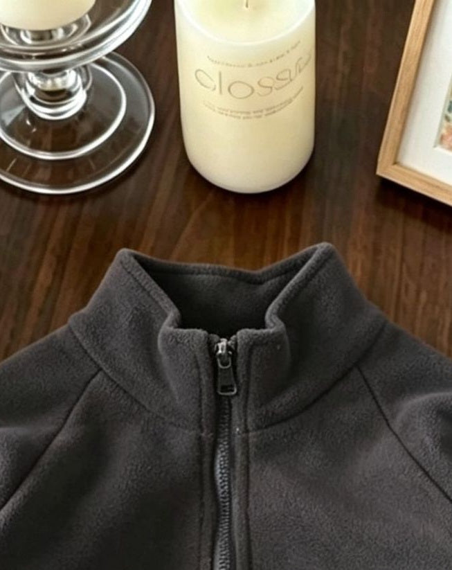 Kids Unisex Warm Fleece Zip-Up Jacket – Dark Grey | Size 1-14y