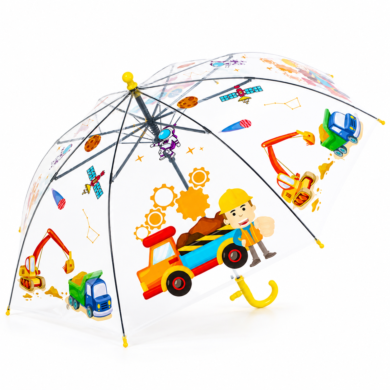 Kids Clear Bubble Umbrella with J Hook Handle Safety Transparent