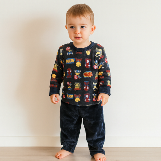 Pyjama Warm For Boys Super Heroes Design Size 2y