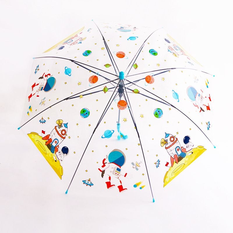 Kids Clear Bubble Umbrella with J Hook Handle Safety Transparent