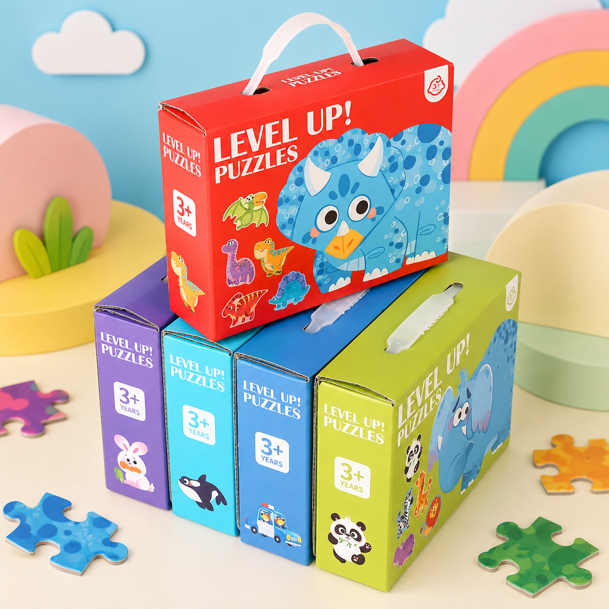 Level Up! 6-in-1 Progressive Puzzle Set for Kids 3+ – Multiple Designs