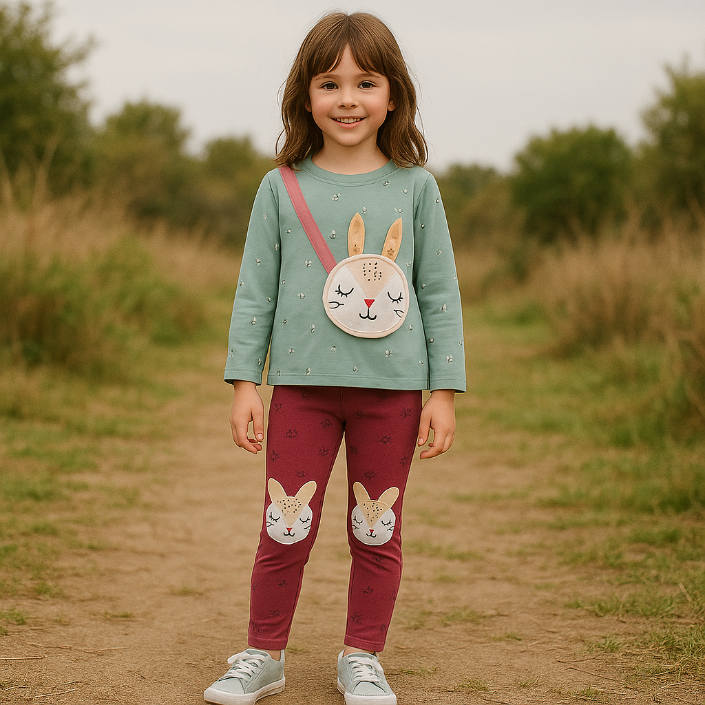 Outfit For Girl Cotton 100% Rabbit Design Size 6-7y