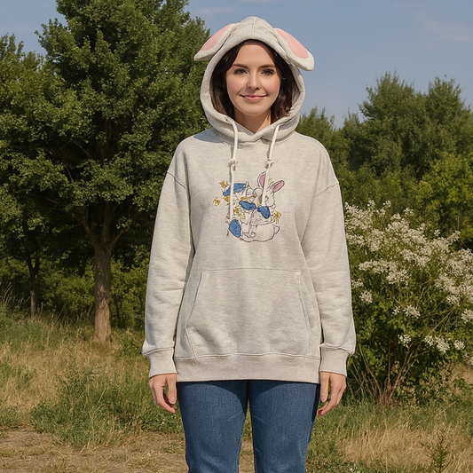 Hoodie Cotton Oversized One Size  S-L Rabbit 3D Print