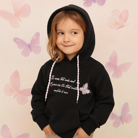 Hoodie With Fleece For Girls Butterfly Design Size 4-10y