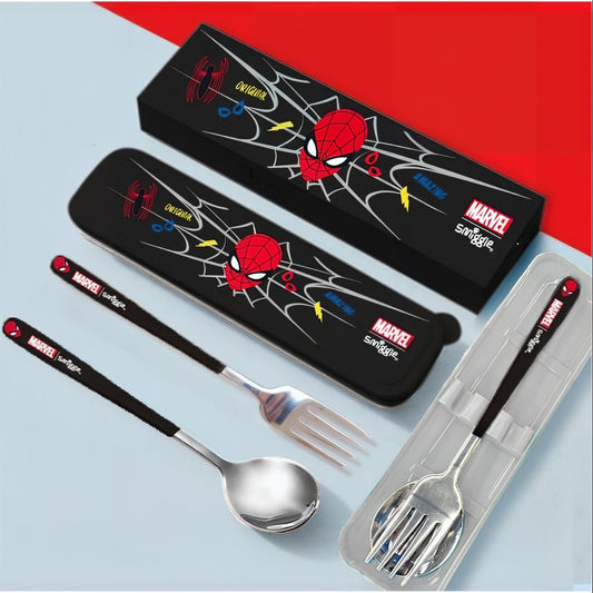 Smiggle Spiderman Set Fork+Spoon With Storage Box