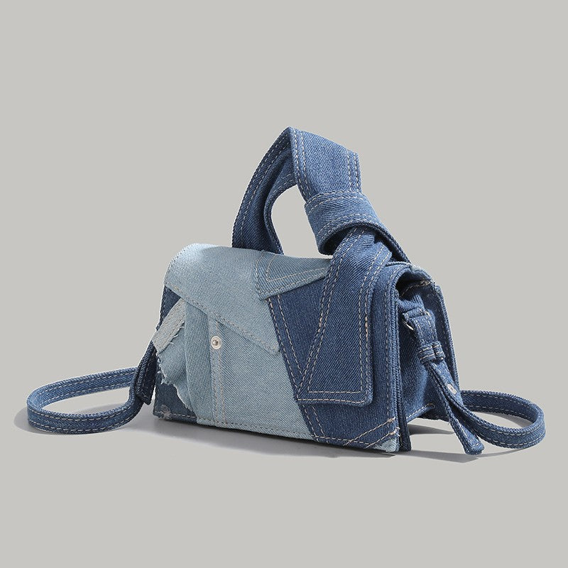 Jeans Fashion Bag For Women With Cute Keychain