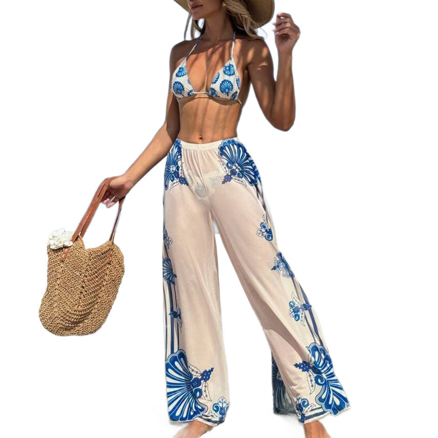 Blue Shell Print Beach Swimsuit – 3 pcs | Size S-L