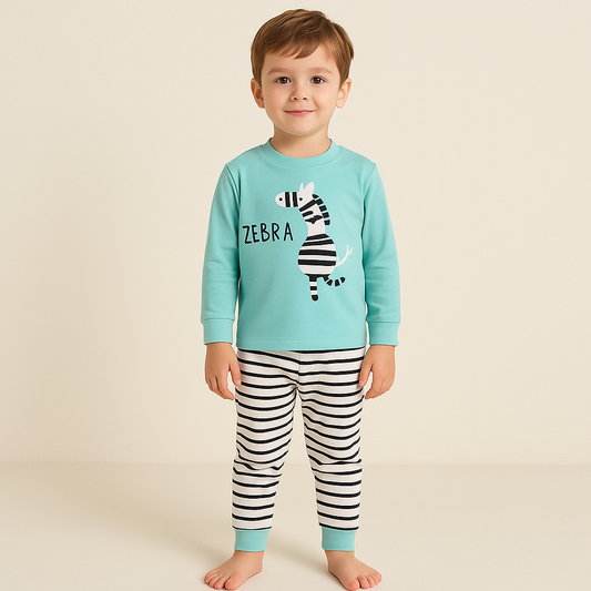 Pijama For Kids Long Sleeve Zebra Design Size 5-6y
