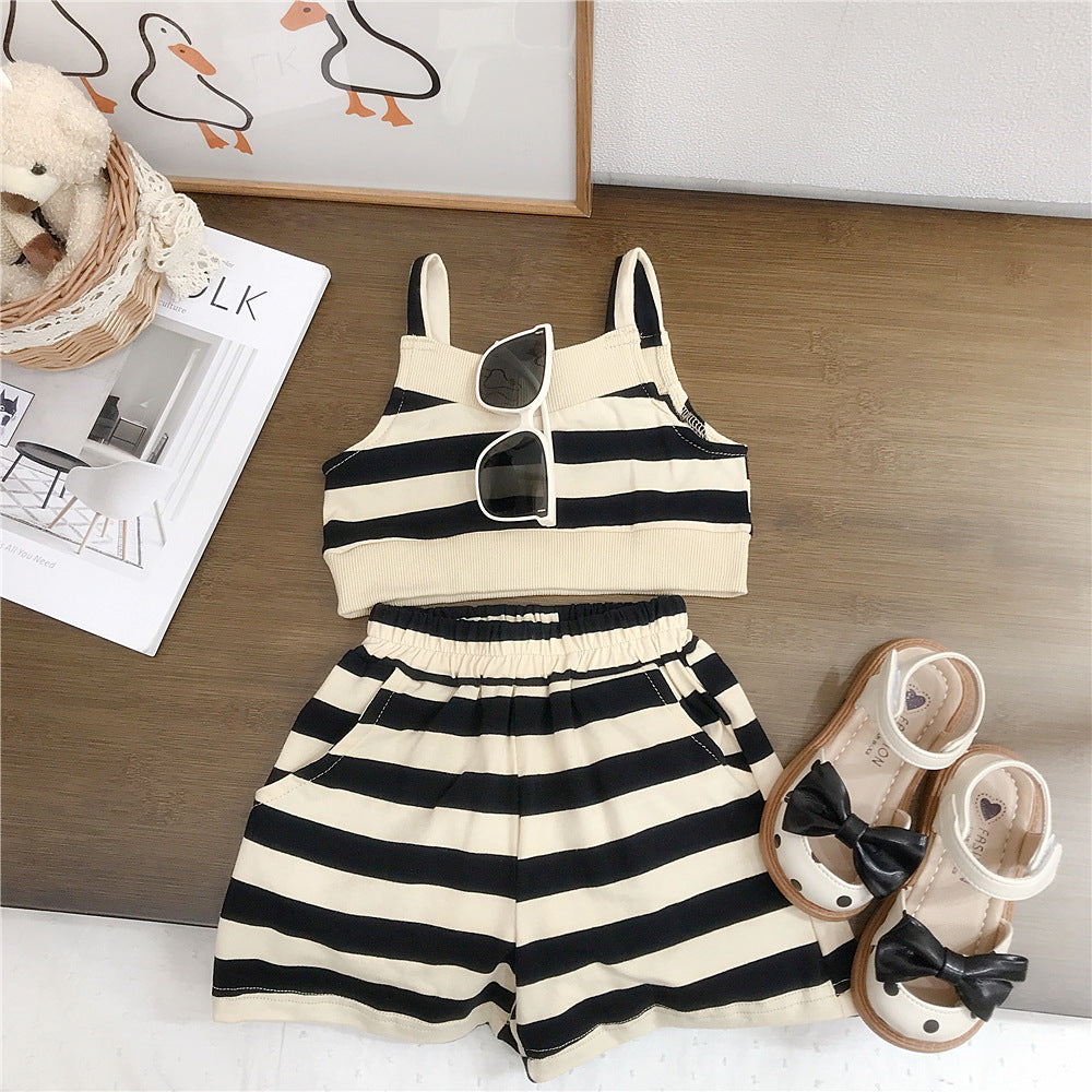 Girls Cotton Lines Set – Soft Summer Outfit (9-10Y)