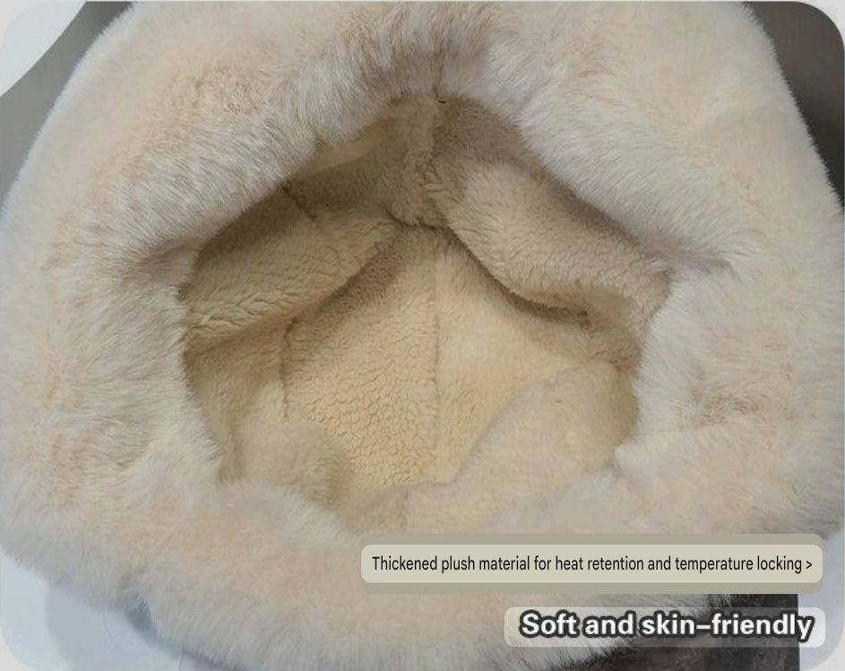 Warm Plush Hat Beige Cat Style 3-10y