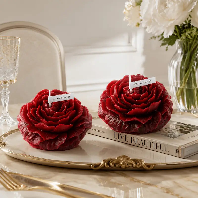 Peony Flower Candle | Pink or Red Decorative Candle