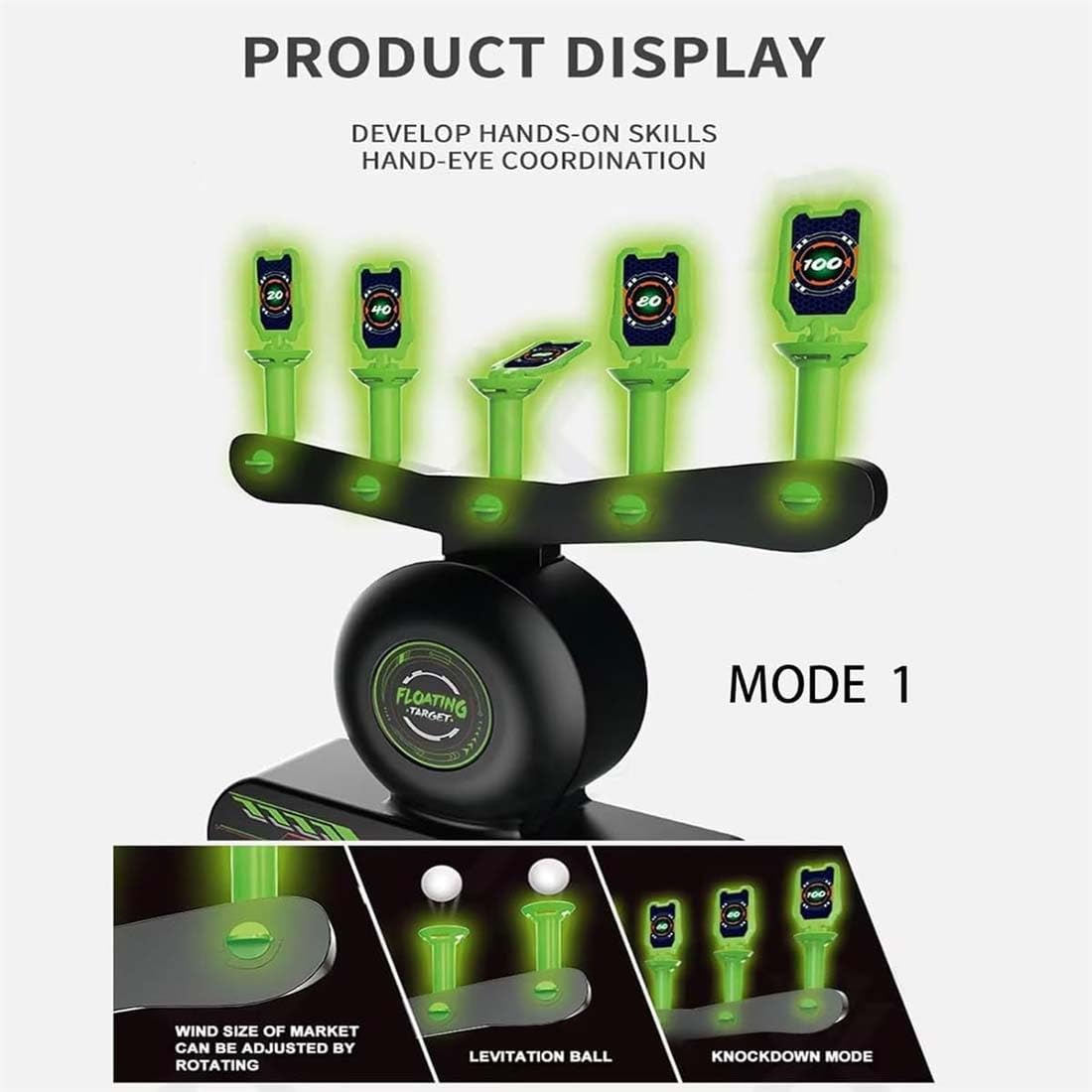 Glow-in-the-Dark Floating Target Shooting Game | 2 Blasters & 10 Foam Balls | 8+