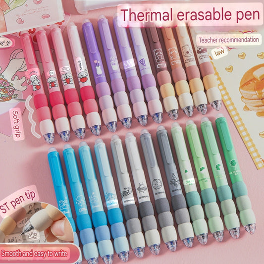 Cartoon Erasable Pen Pack Of 4 Pcs  Black Or Blue Ink Press Pen 0.5mm