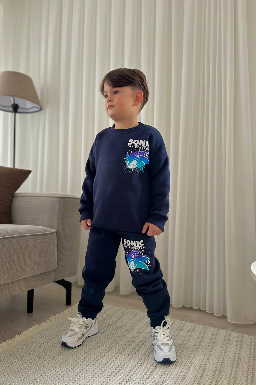 Outfit Warm With Fleece Sonic Design Size 3-10y