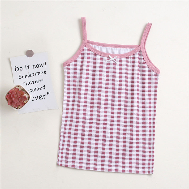 Girls Cotton Tank Tops (4 pcs) – Pink Dots | Size 2–10Y