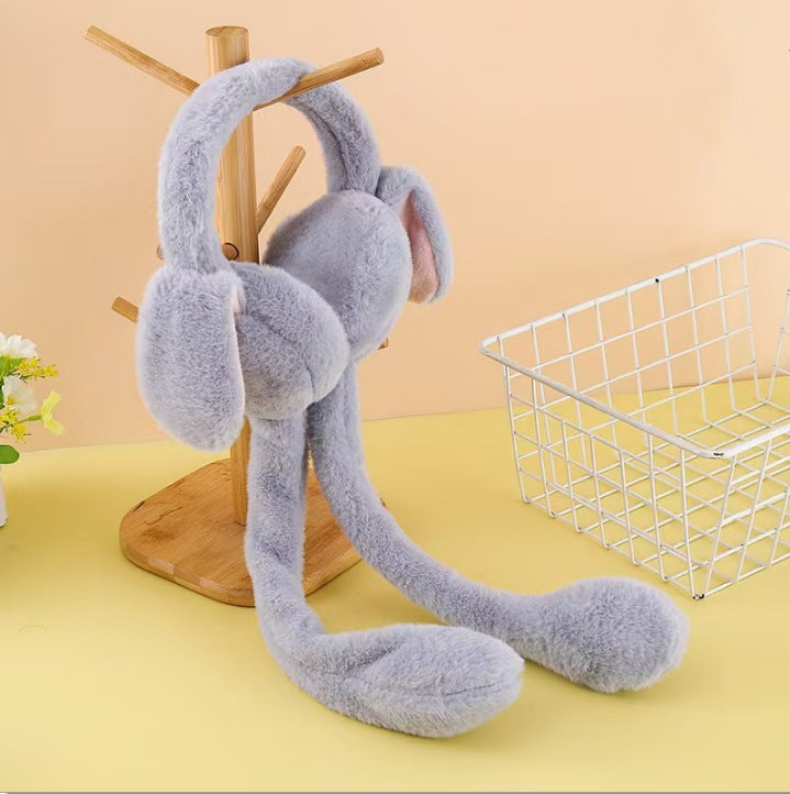 Cute Plush Bunny Ear Muffs - Moving Bunny Ear