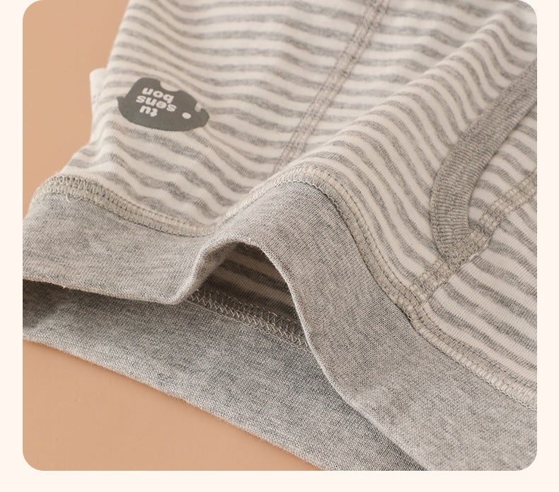 Boys Cotton Boxer Shorts (2pcs) - Grey Line | 1-2y