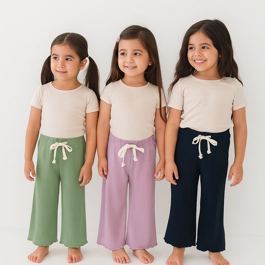 Wide Pants For Girls Size 4-5y Purple Color