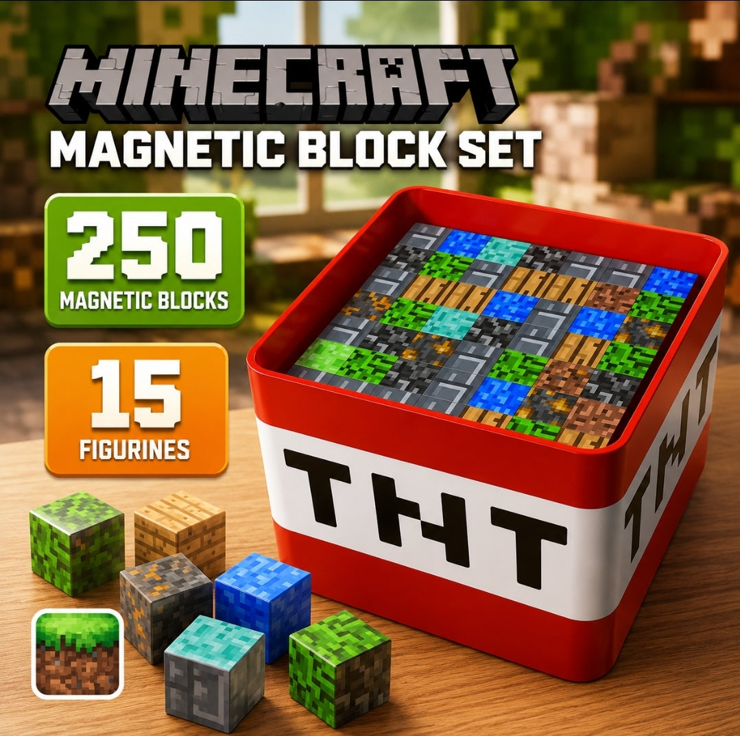 Magnetic Block Cubes Set - Creeper Or TNT Storage Box | 250 Pcs