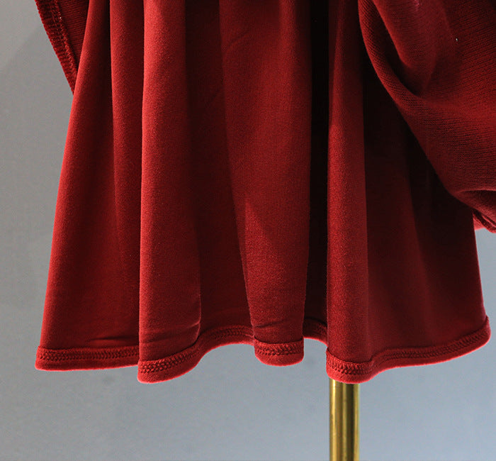 Girls' Burgundy Velvet Dress with Bow | 1–7Y